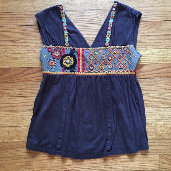Anthropologie Tops - Anthropologie Ex Libris Embroidered Top Medium